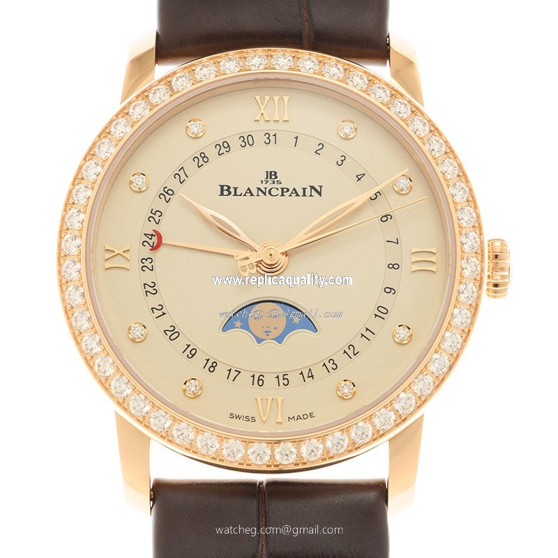Blancpain VILLERET 6126-2987-55B Automatic 18kt Rose Gold & Diamonds Beige