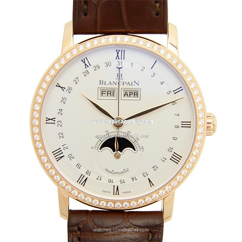 Blancpain VILLERET 6263-2942-55B Automatic 18kt Rose Gold & Diamonds White