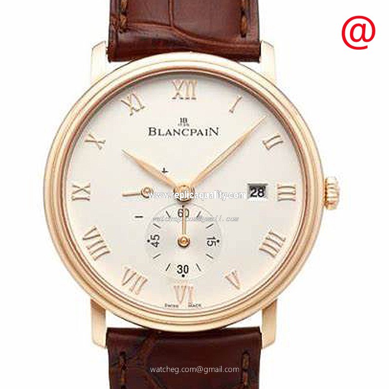 Blancpain VILLERET 6606-3642-55B Manual Wind 18kt Rose Gold Silvery & White