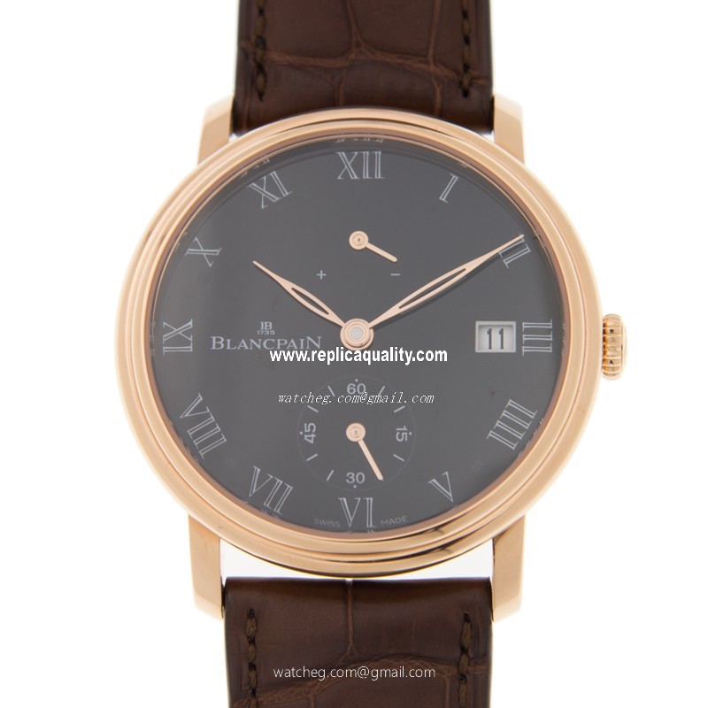 Blancpain VILLERET 6614-3637N-55B Manual Wind 18kt Rose Gold Black