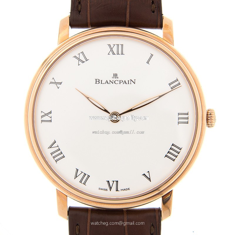 Blancpain VILLERET 6615-3631-55B Manual Wind 18kt Rose Gold White