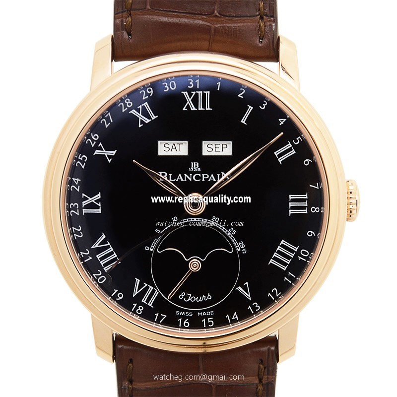 Blancpain VILLERET 6639-3637-55B Automatic 18kt Rose Gold Black