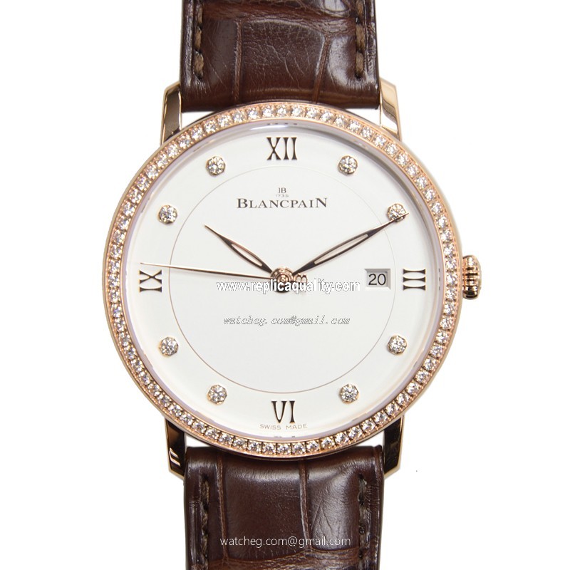 Blancpain VILLERET 6651-2987-55B Automatic 18kt Rose Gold & Diamonds Silvery & White