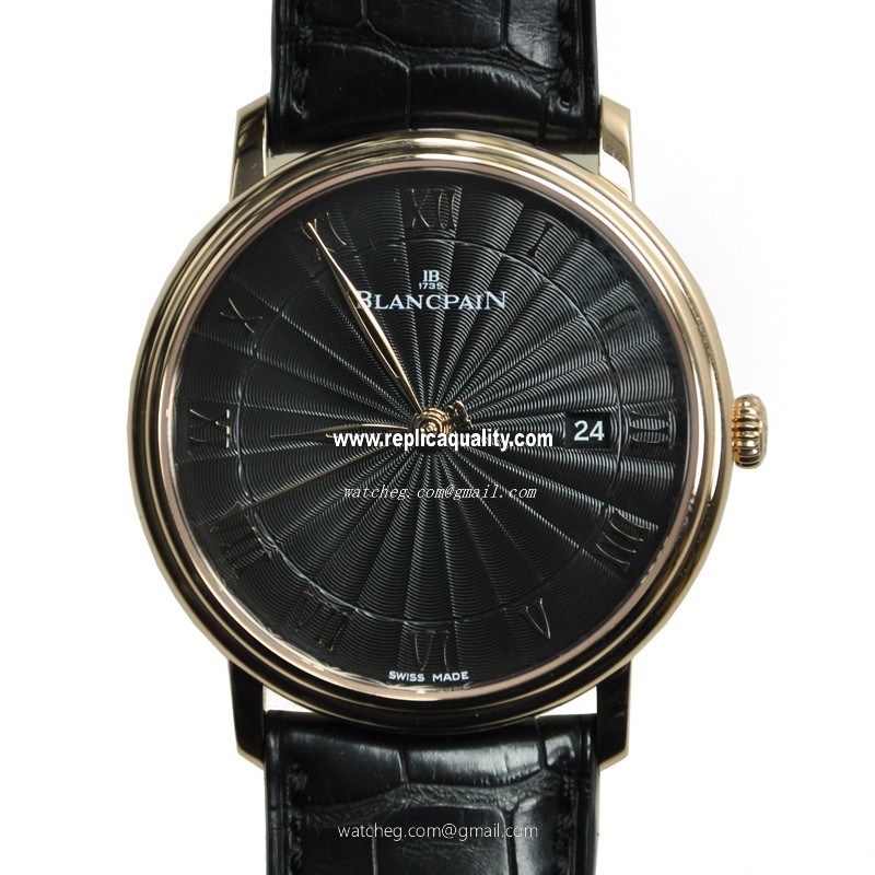 Blancpain VILLERET 6651-3630-55B Automatic 18kt Rose Gold Black
