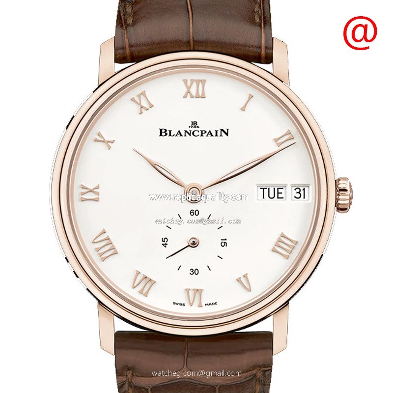 Blancpain VILLERET 6652-3642-55A Automatic 18kt Rose Gold Silvery & White