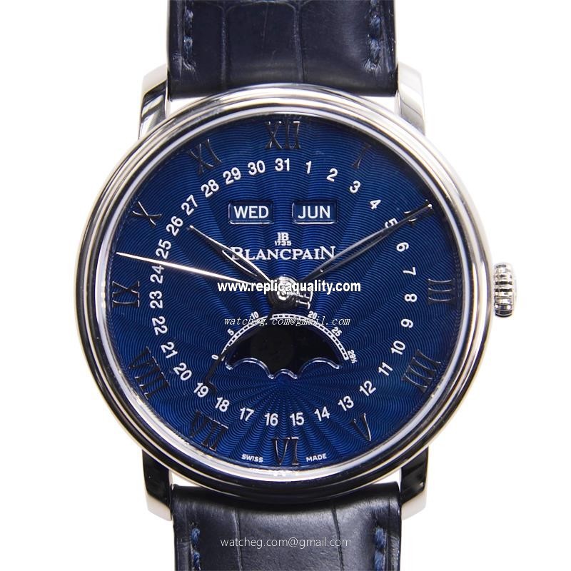 Blancpain VILLERET 6654-1529-55B Automatic 18kt White Gold Blue