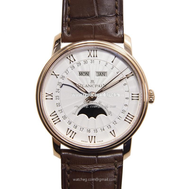 Blancpain VILLERET 6664-3642-55B Automatic 18kt Rose Gold Silvery & White