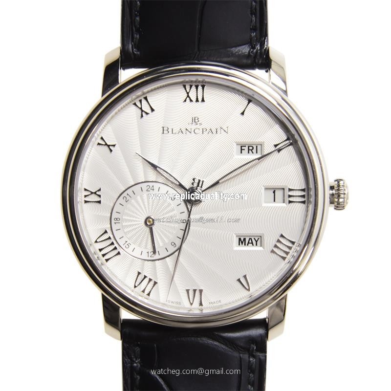 Blancpain VILLERET 6670-1542-55B Automatic 18kt White Gold Silvery & White