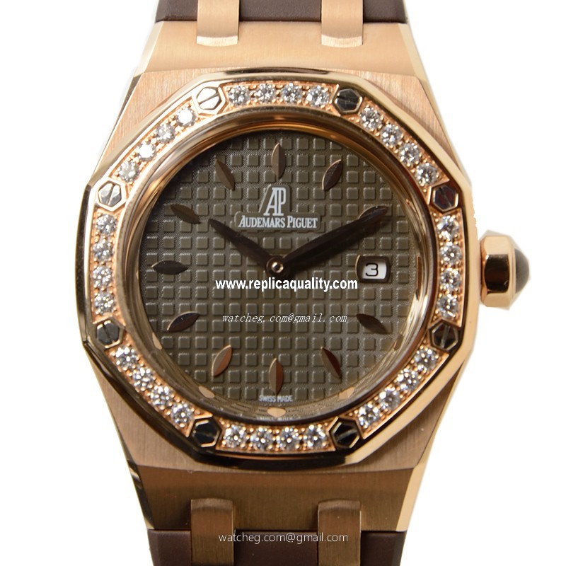 Audemars Piguet ROYAL OAK 67621OR.ZZ.D080CA.01 Quartz 18kt Rose Gold & Diamonds Dark grey