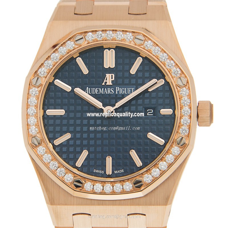 Audemars Piguet 67651OR.ZZ.1261OR.02 Quartz 18kt Rose Gold & Diamonds Blue
