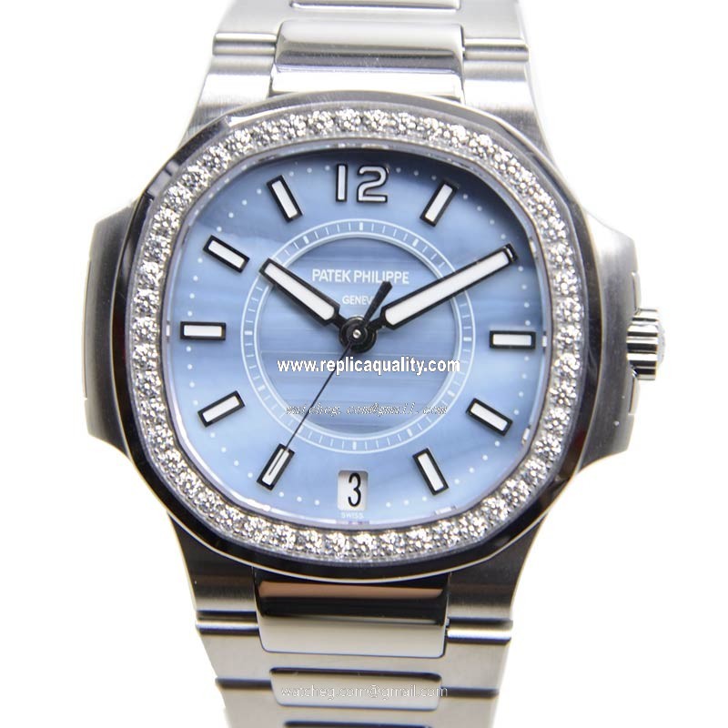 Patek Philippe NAUTILUS 7008/1A-001 Automatic Stainless Steel & Diamonds Light Blue