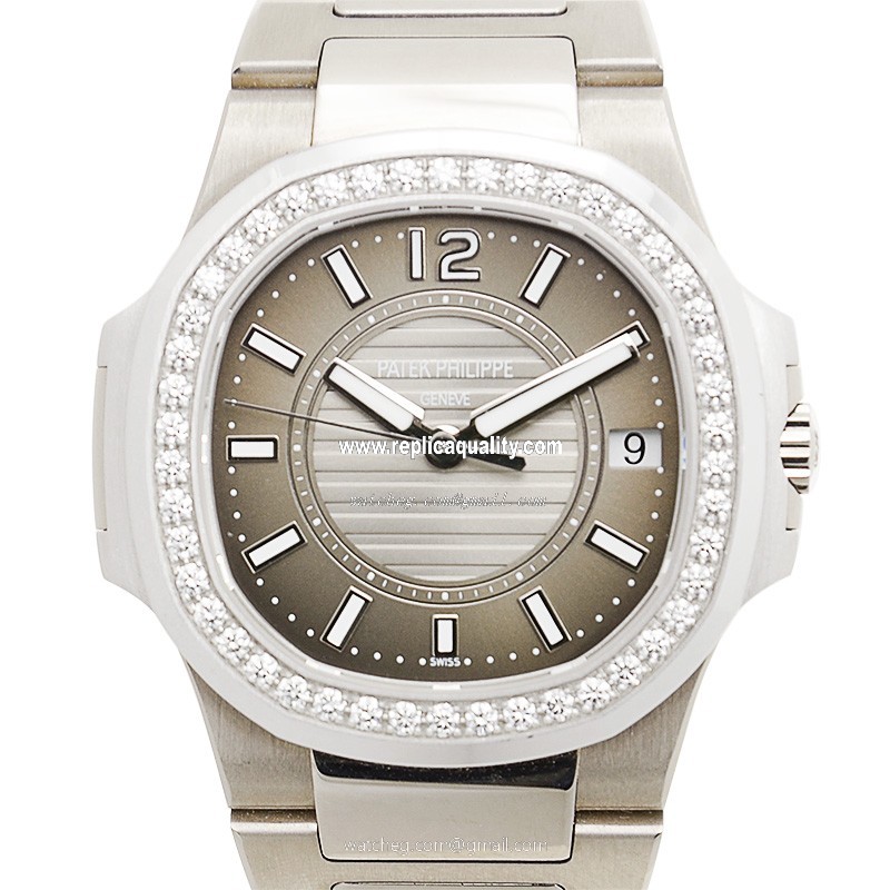 Patek Philippe NAUTILUS 7010-1G-010 Quartz 18kt White Gold & Diamond Dark grey
