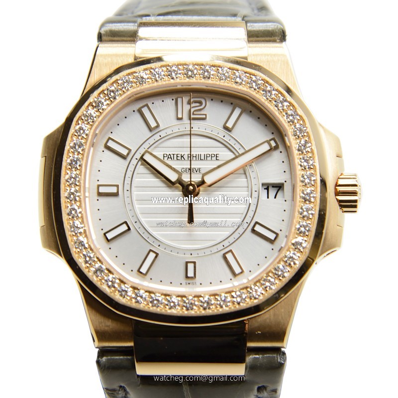 Patek Philippe NAUTILUS 7010R-001 Quartz 18kt Rose Gold & Diamonds White