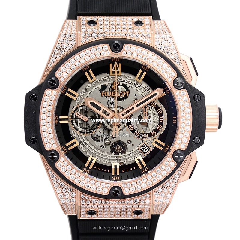 Hublot KING POWER UNICO 701.0X.0180.RX.1704 Automatic 18kt Rose Gold & Diamonds Black