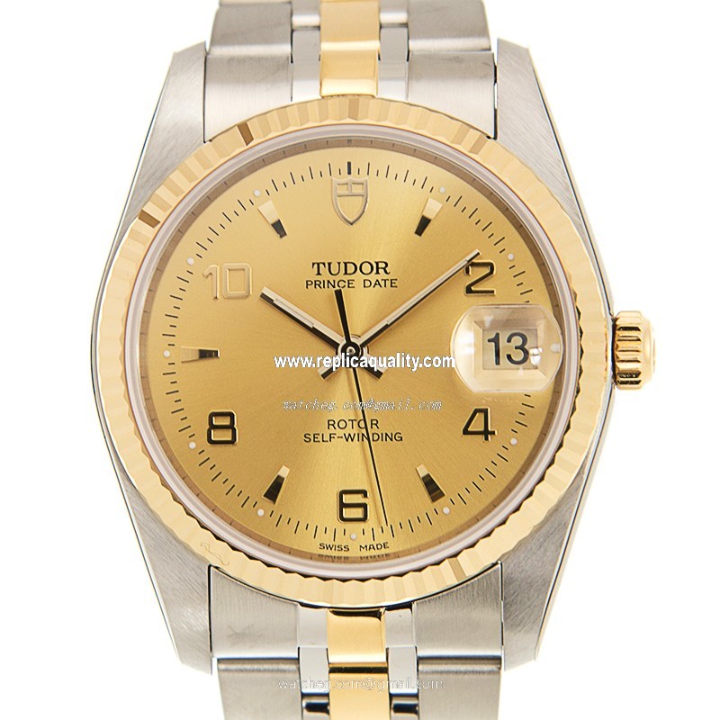 Tudor PRICE DATE-DAY 74033-62473-246810AR-CH Automatic 18kt Gold & Steel Gold