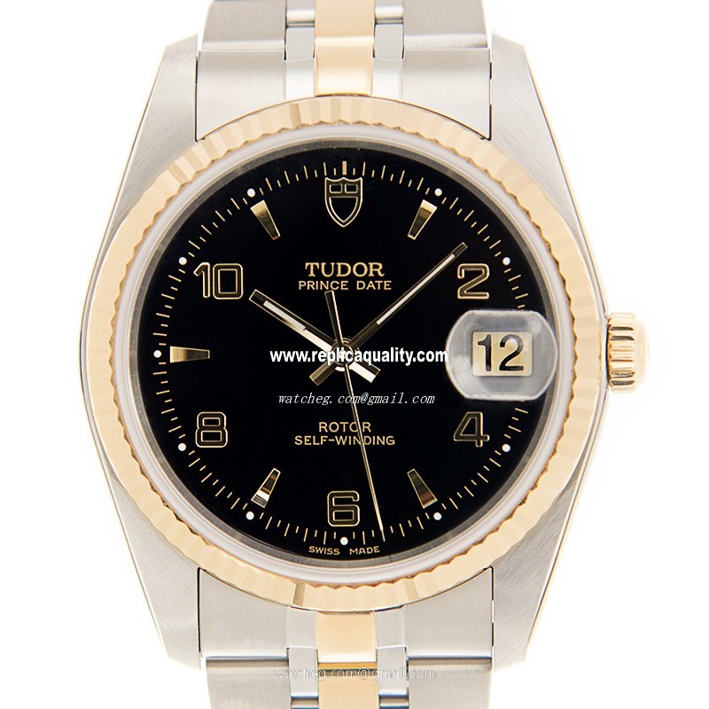 Tudor PRICE DATE-DAY 74033-62473-26810AR-BK Automatic 18kt Gold & Steel Black