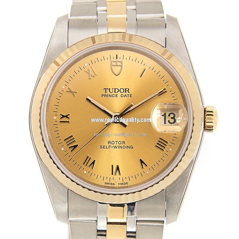 Tudor PRICE DATE-DAY 74033-62473-CHRN Automatic 18kt Gold & Steel Gold