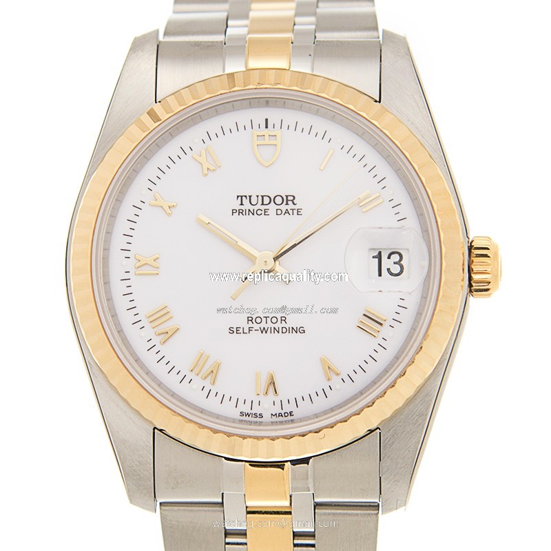 Tudor PRICE DATE-DAY 74033-62473-WTRN Automatic 18kt Gold & Steel White