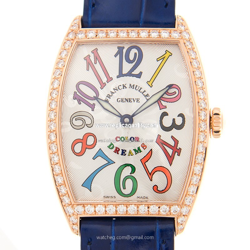 Franck Muller CINTREE CURVEX 7502 QZ COL DRM D 1R (5N) Quartz 18kt Rose Gold & Diamonds Silver