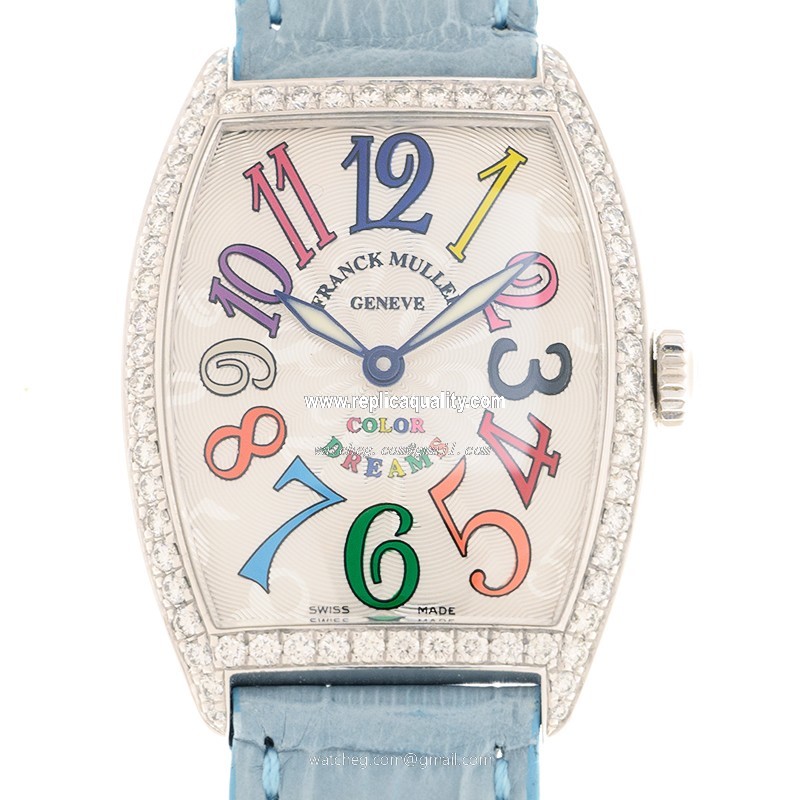 Franck Muller CINTREE CURVEX 7502 QZ COL DRM D 1R (AC) - BLUE Quartz Stainless Steel & Diamonds Silver