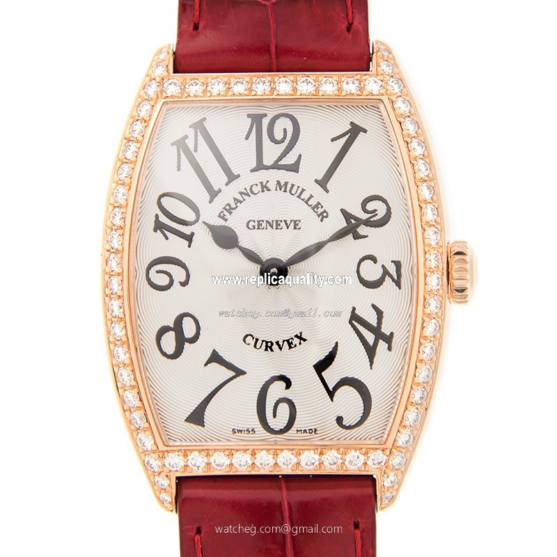 Franck Muller CINTREE CURVEX 7502 QZ D 1R (5N) Quartz 18kt Rose Gold & Diamonds Silver