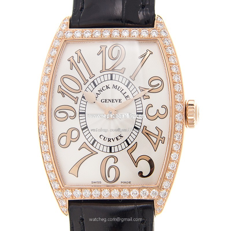 Franck Muller CINTREE CURVEX 7502 QZ REL D 1R (5N) Quartz 18kt Rose Gold & Diamonds Silver