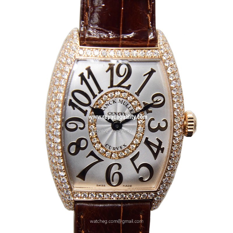 Franck Muller CINTREE CURVEX 7502 QZ REL D CD 1R (5N) Quartz 18kt Rose Gold & Diamonds Silver