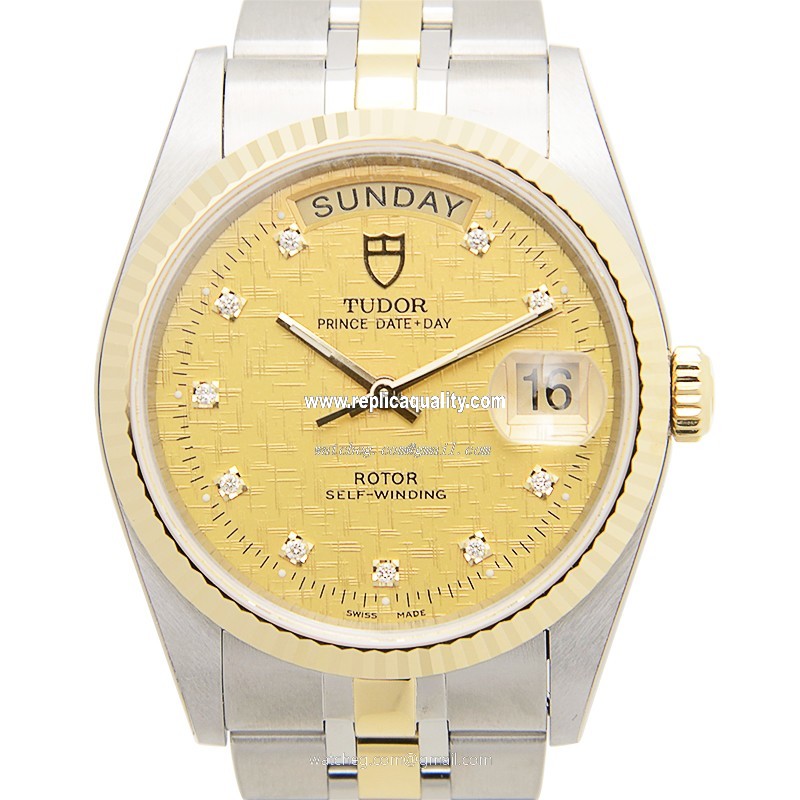 Tudor PRICE DATE-DAY 76213-62483-10DI-CHCL Automatic 18kt Gold & Steel Gold