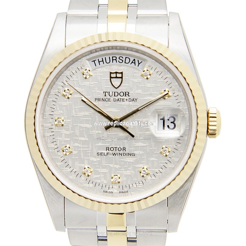 Tudor PRICE DATE-DAY 76213-62483-10DI-SVCL Automatic 18kt Gold & Steel Silver