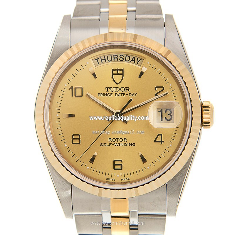 Tudor PRICE DATE-DAY 76213-62483-246810AR-CH Automatic 18kt Gold & Steel Gold
