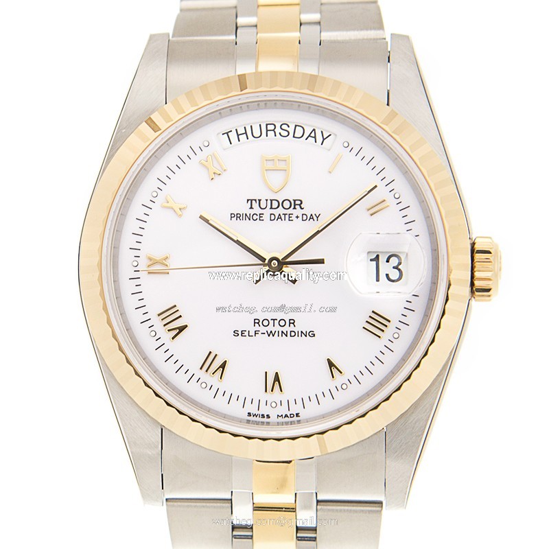 Tudor PRICE DATE-DAY 76213-62483-WTRN Automatic 18kt Gold & Steel White