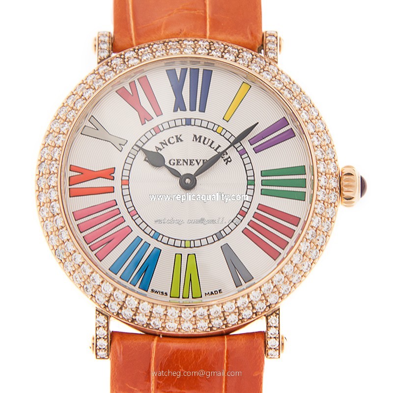 Franck Muller ROUND 8038 QZ COL DRM R D (5N)  Quartz 18kt Rose Gold & Diamonds White