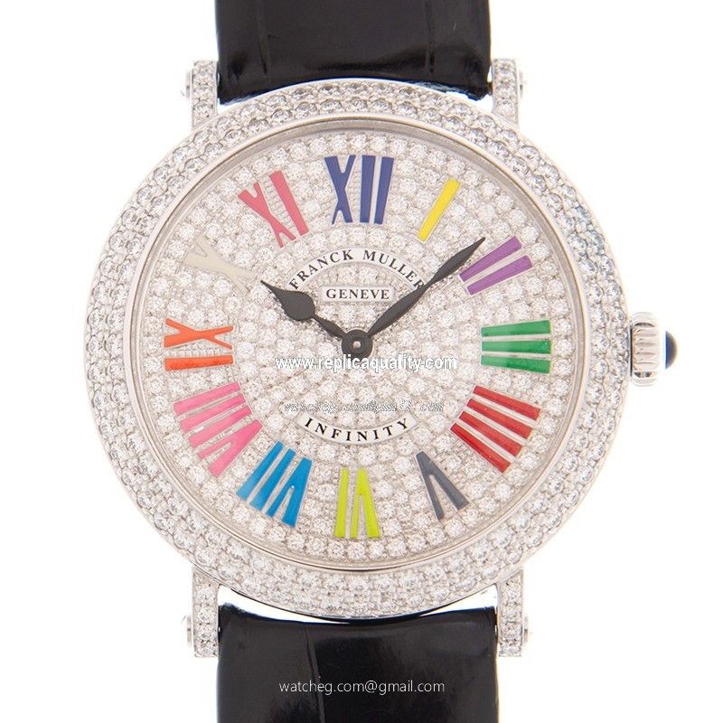 Franck Muller ROUND 8038QZCOLDRMRDCD(OG) Quartz 18kt White Gold & Diamond Silver