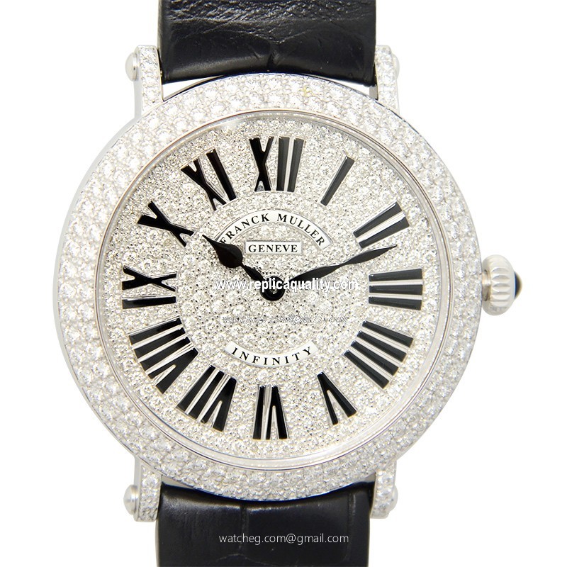 Franck Muller ROUND 8038 QZ R D CD (OG) Quartz 18kt White Gold & Diamond Silver