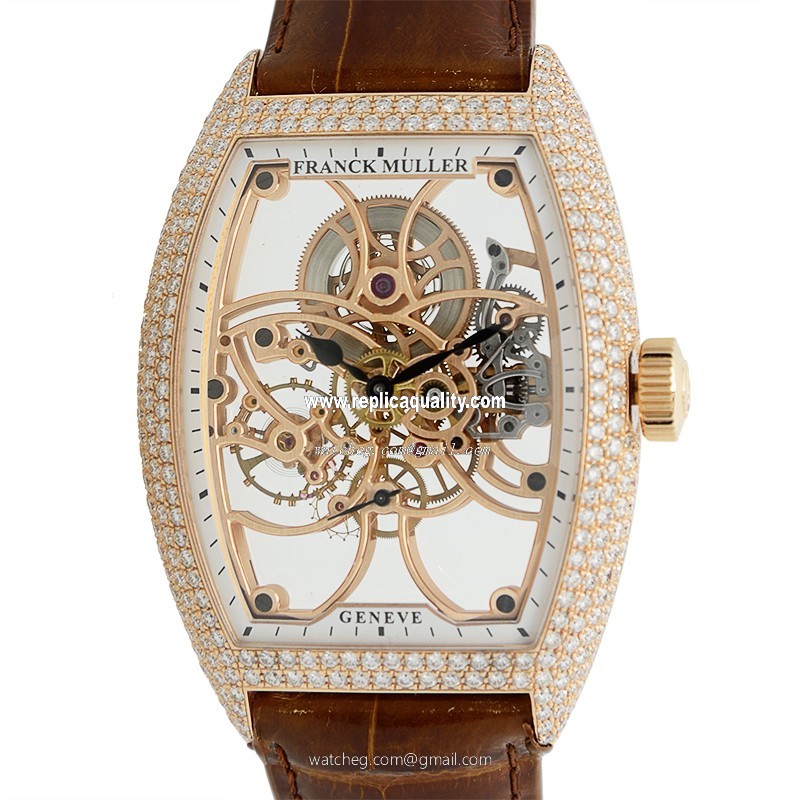 Franck Muller GENEVE 8880 B S6 SQT D (5N) Quartz 18kt Rose Gold & Diamonds Transparent Skull
