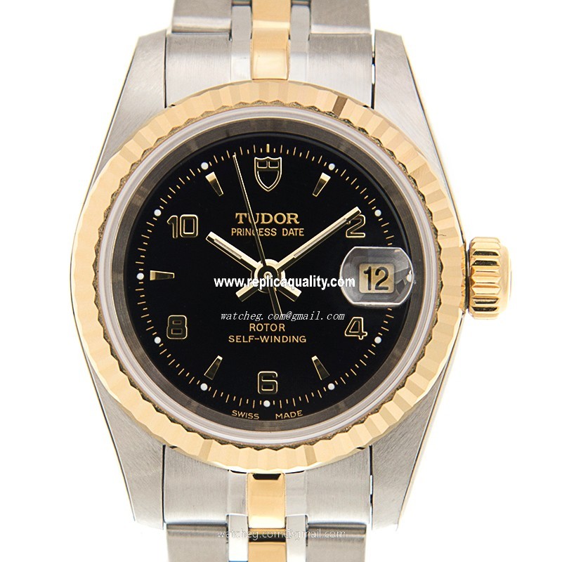 Tudor PRINCESS DATE 92413-62433-246810AR-BK Automatic 18kt Gold & Steel Black