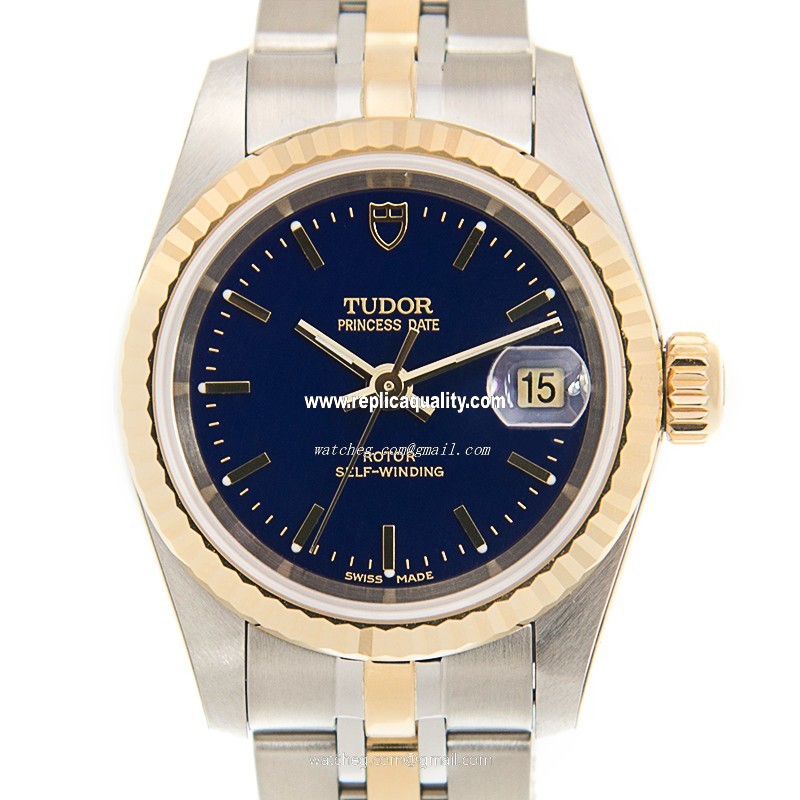 Tudor PRINCESS DATE 92413-62433-BL Automatic 18kt Gold & Steel Blue