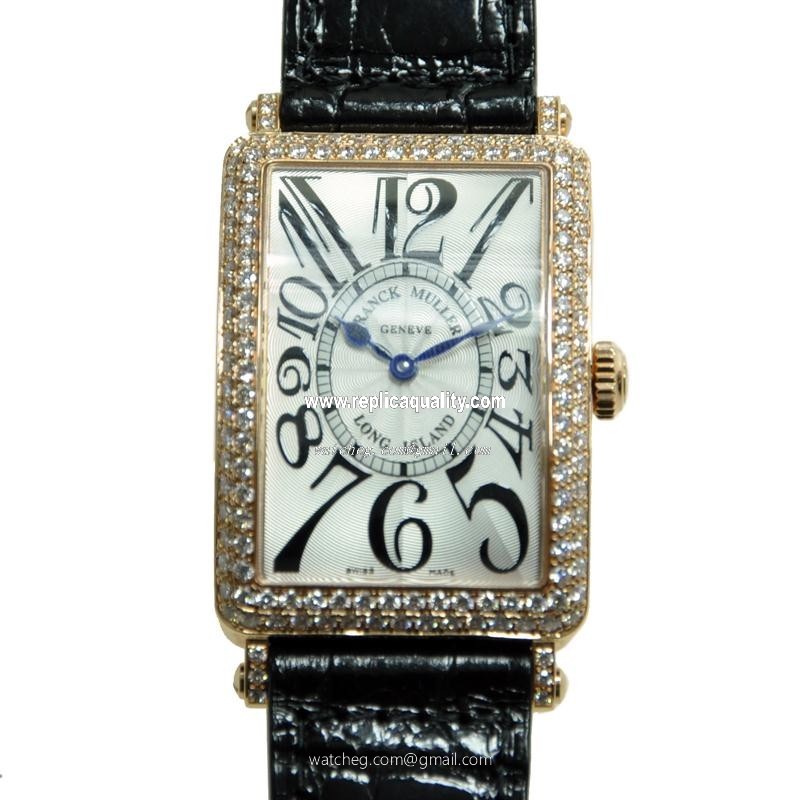 Franck Muller LONG ISLAND 952 QZ D (5N) Quartz 18kt Rose Gold & Diamonds Silver