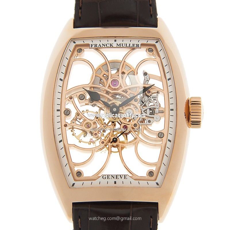 Franck Muller CINTREE CURVEX 9880 B S6 SQT (5N) Manual Wind 18kt Rose Gold Transparent Skull