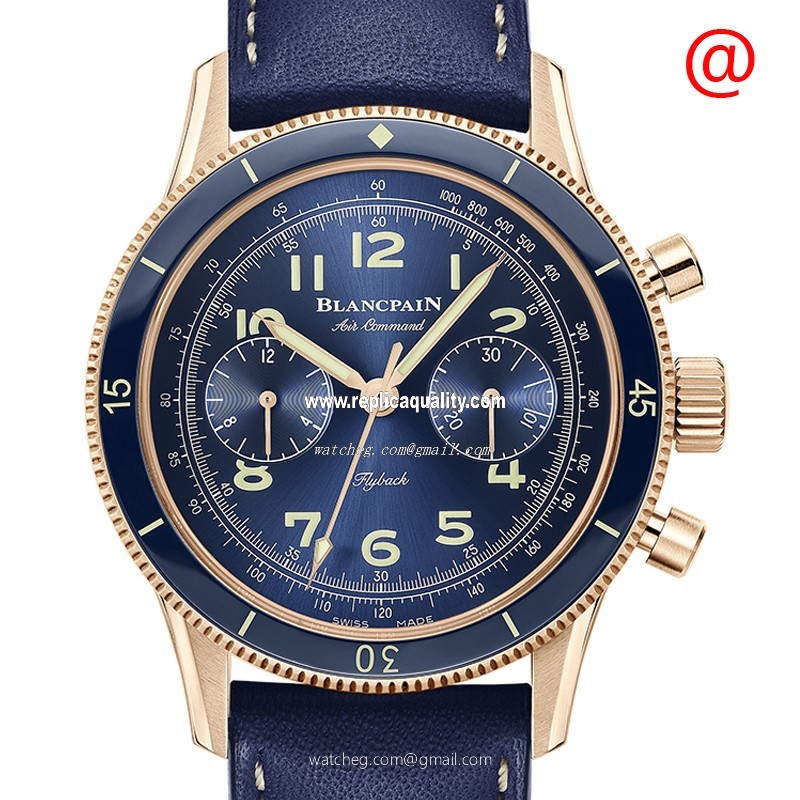 Blancpain AIR COMMAND AC02-36B40-63B Automatic 18kt Rose Gold Blue