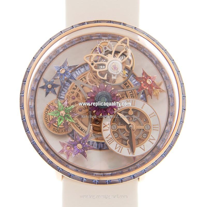 Jacob & Co FLEURS DE JARDIN AF321.40.BB.AB.ASB4A Manual Wind 18kt Rose Gold & Sapphire Transparent Skull