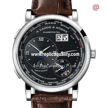 A Lange & Sohne LANGE 1 TIME ZONE 136.029 Manual Wind 18kt White Gold Black