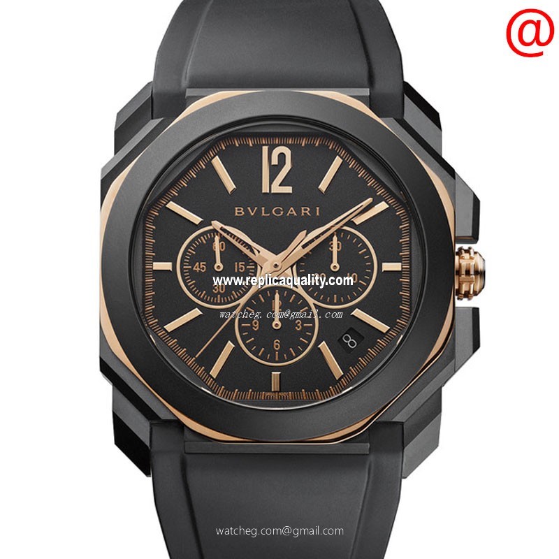 Bulgari OCTO VELOCISSIMO 103075 Automatic 18kt Rose Gold & Steel Black