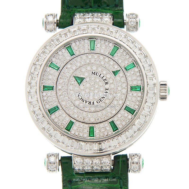 Franck Muller ROUND DBL MYST BAG C BAG 36 (OG) Automatic 18kt White Gold & Diamond Silver