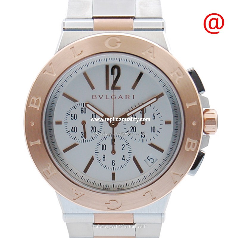 Bulgari DIAGONO 102332 Automatic 18kt Rose Gold & Steel Silvery & White