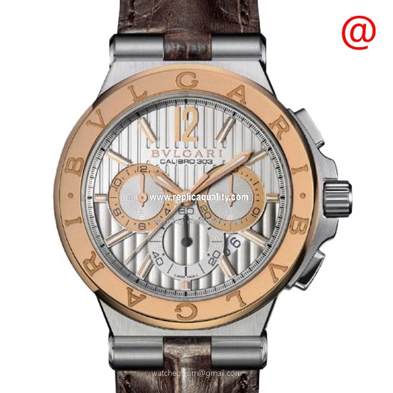 Bulgari DIAGONO 101879 Automatic 18kt Rose Gold & Steel Silver