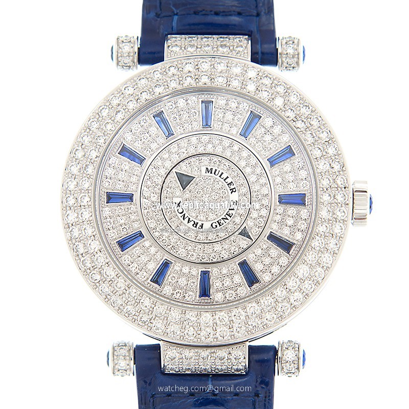 Franck Muller DOUBLE MYSTERY DM 42 D 1R CD (OG) - BLUE Automatic 18kt White Gold & Diamond Silver