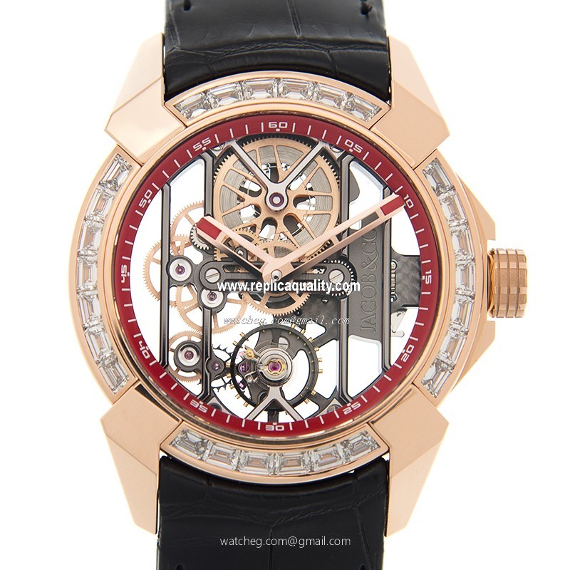 Jacob & Co EPIC X EX100.40.LD.OP.A CA4A Manual Wind 18kt Rose Gold & Steel Transparent Skull