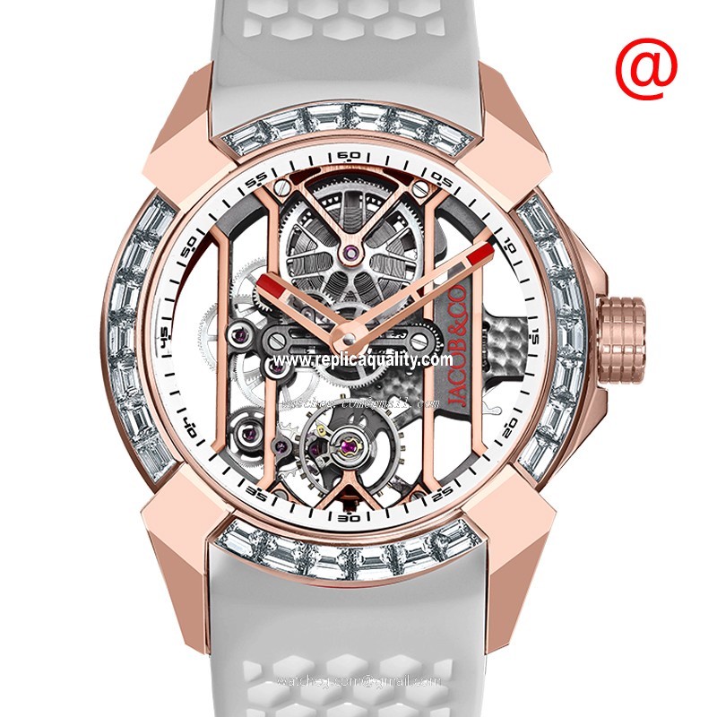 Jacob & Co EPIC X EX100.40.LD.OW.A Manual Wind 18kt Rose Gold Transparent Skull