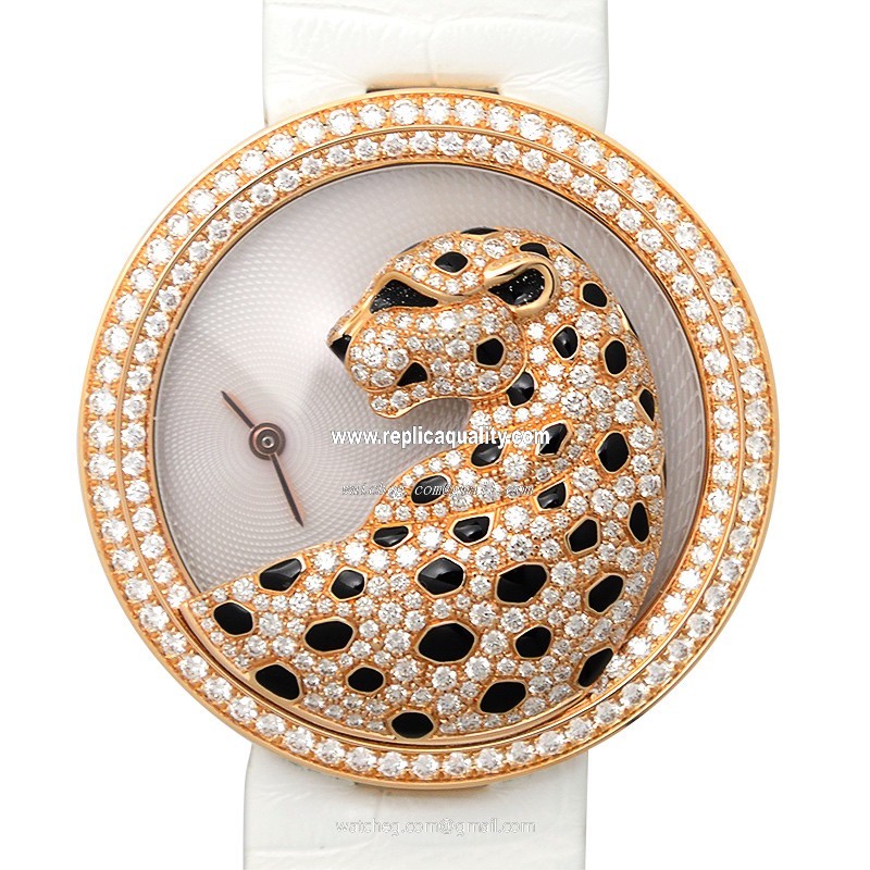 Cartier BESTIAIRE HPI00762 Quartz 18kt Rose Gold & Diamonds White
